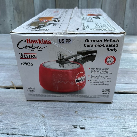 Hawkins Contura Ceramic Coated Pressure Cooker 3 Litres Tomato Red New Unused - Picture 4 of 6